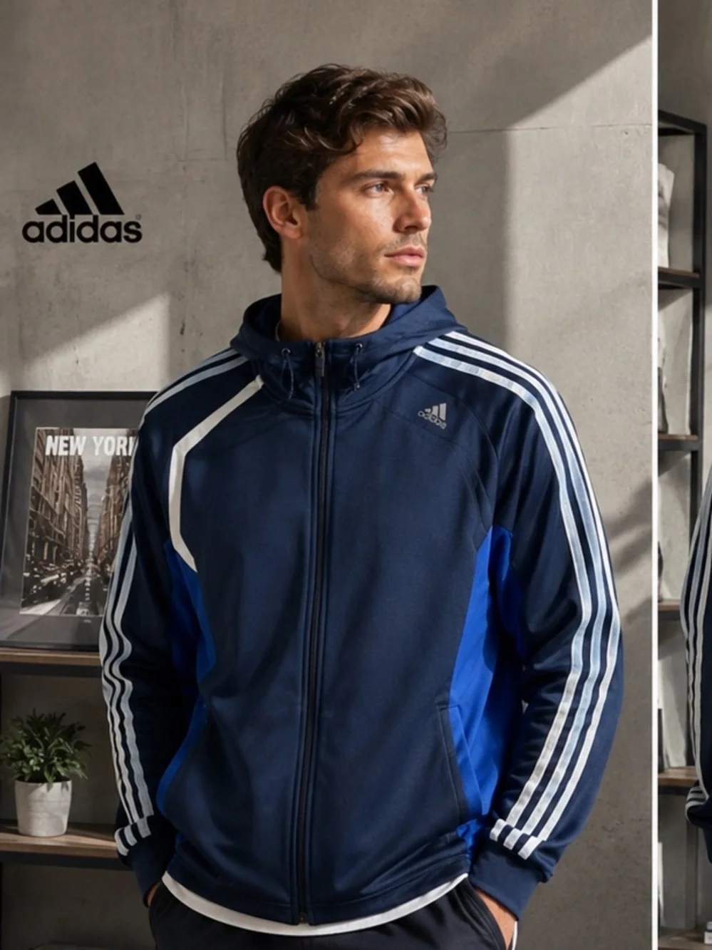Vintage Adidas 3-Stripes Men’s Full-Zip Track Jacket Medium